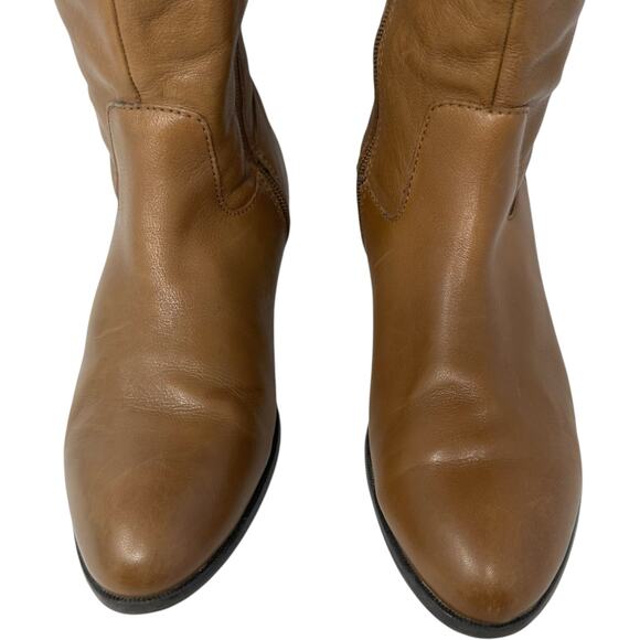 ALDO Tall Midcalf Riding Boots Womens Sz 8 Camel Brown Leather Expandable Calf - Picture 7 of 15